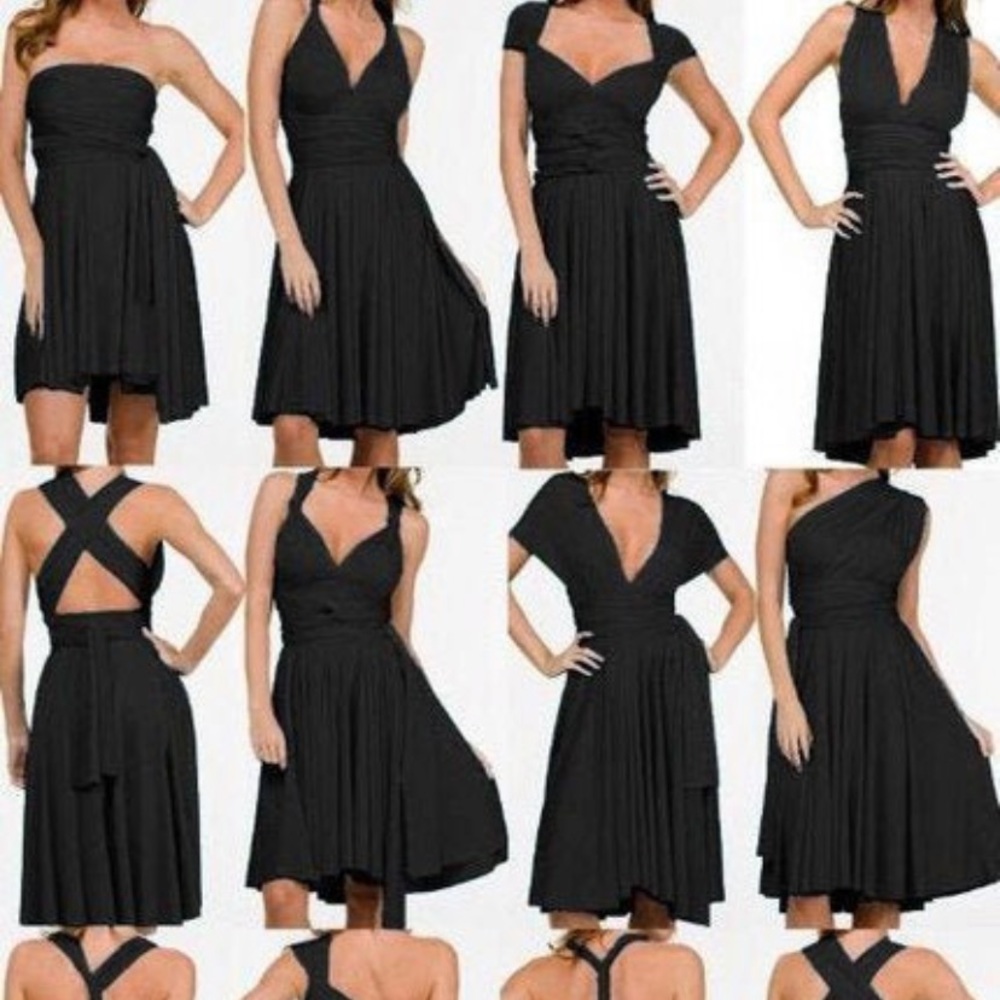 Short Infinity convertible black wrap dress